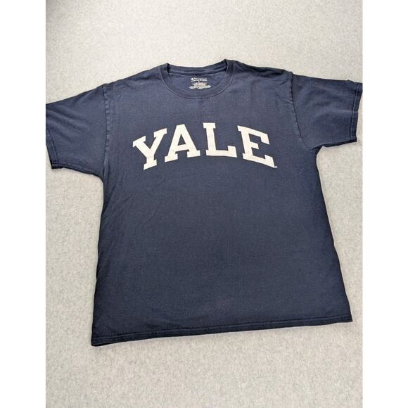 Champion Yale University Blue T-shirt Large Cotton Short Sleeve Distressed - Picture 1 of 10